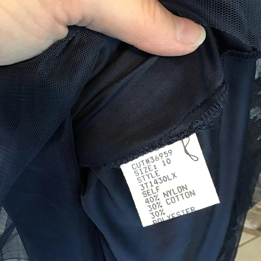 Tadashi Shoji Navy and White Lace Maxi Dress - Picture 9 of 10